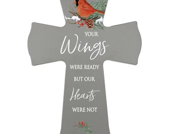 Cardinal Memorial Wall Cross | Loss Of Mother | Wood Wall Cross Gift | Home Decor Sympathy Gift | Bereavement Gift | Condolence Gift