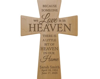 Wood Memorial Crosses | Personalized Wooden Cross | Memorial Gift Loss of Mother | Loss of Dad Gift | Handmade Wall Cross | Memorial Sign