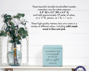 Urn for Infant Ashes Memorial Keepsake Box Custom Urn for Baby Miscarriage Urn Pregnancy Loss Gift Urn for Baby Boy Child Memorial Wood Urn