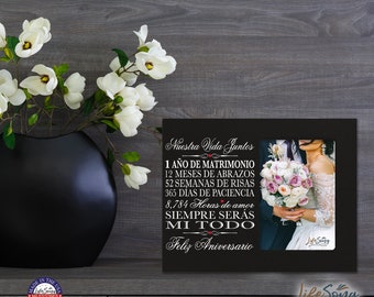 1st Anniversary Gift | Spanish Anniversary Picture Frame | Gift for Husband | Gift for Wife | Gifts in Spanish | Wood Picture Frame