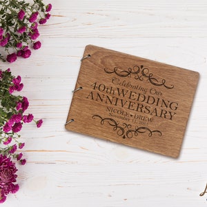 Wedding Guestbook | Personalized Wood Guest Book | Anniversary Party Favors | 40th Wedding Anniversary Decorations | Handcrafted Guestbook