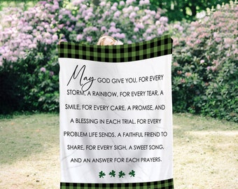 St. Patrick's Day Blanket | Irish Blessing | Throw Blanket | Four Leaf Clover | Irish Gift | Irish Décor | Shamrock Blanket | Home Décor