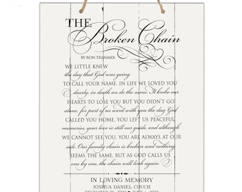 The Broken Chain Memorial Sign | Loss Of Mother | Funeral Favors | Bereavement Gift | Celebration Of Life | Memorial Gift | Sympathy Gift