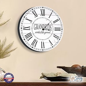 Custom Clock | Farmhouse Wall Clock | Farmhouse Clock | Clocks for Wall | Family Clock | Grandkids Wooden Clock | Unique Wall Clock