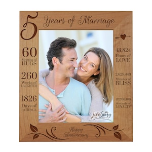 5th Anniversary Gift | 5th Wedding Anniversary Picture Frame | Gift for Husband | Gift for Wife | Gift for Parents | Wood Picture Frame