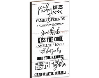 Kitchen Rules Wall Plaque | Kitchen Wall Décor | Funny Kitchen Sign | Wooden Plaque | Home Wall Décor | Kitchen Wall Art