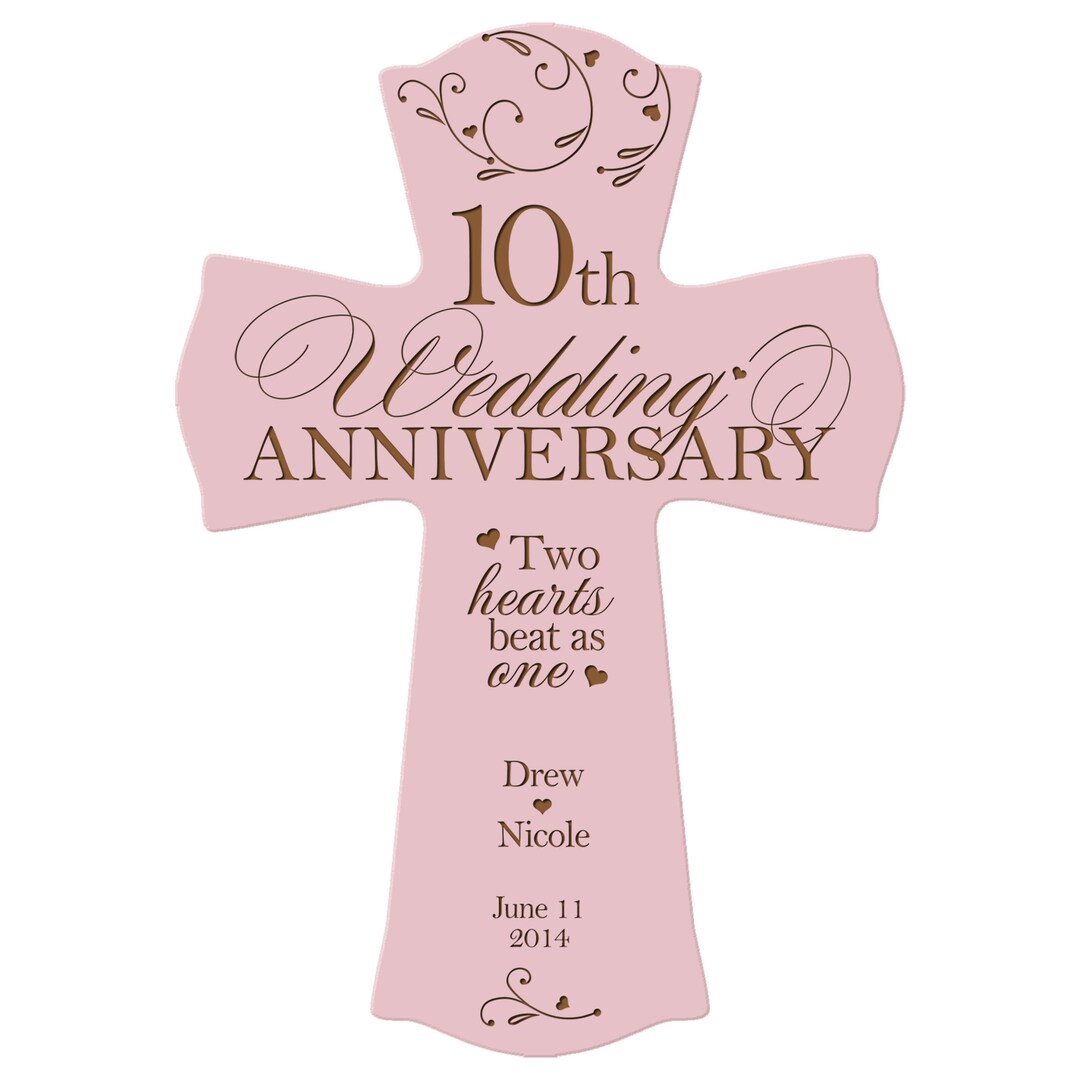 10th Wedding Anniversary Gift | Personalized Wooden Cross | 10th