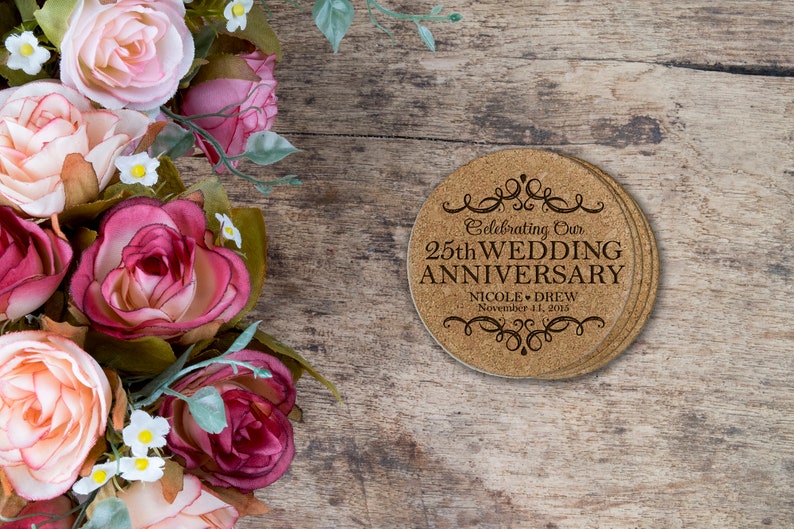 25th Wedding Anniversary Gift Custom Anniversary Gift 25th Anniversary Gifts for Husband Personalized Coasters Husband Anniversary