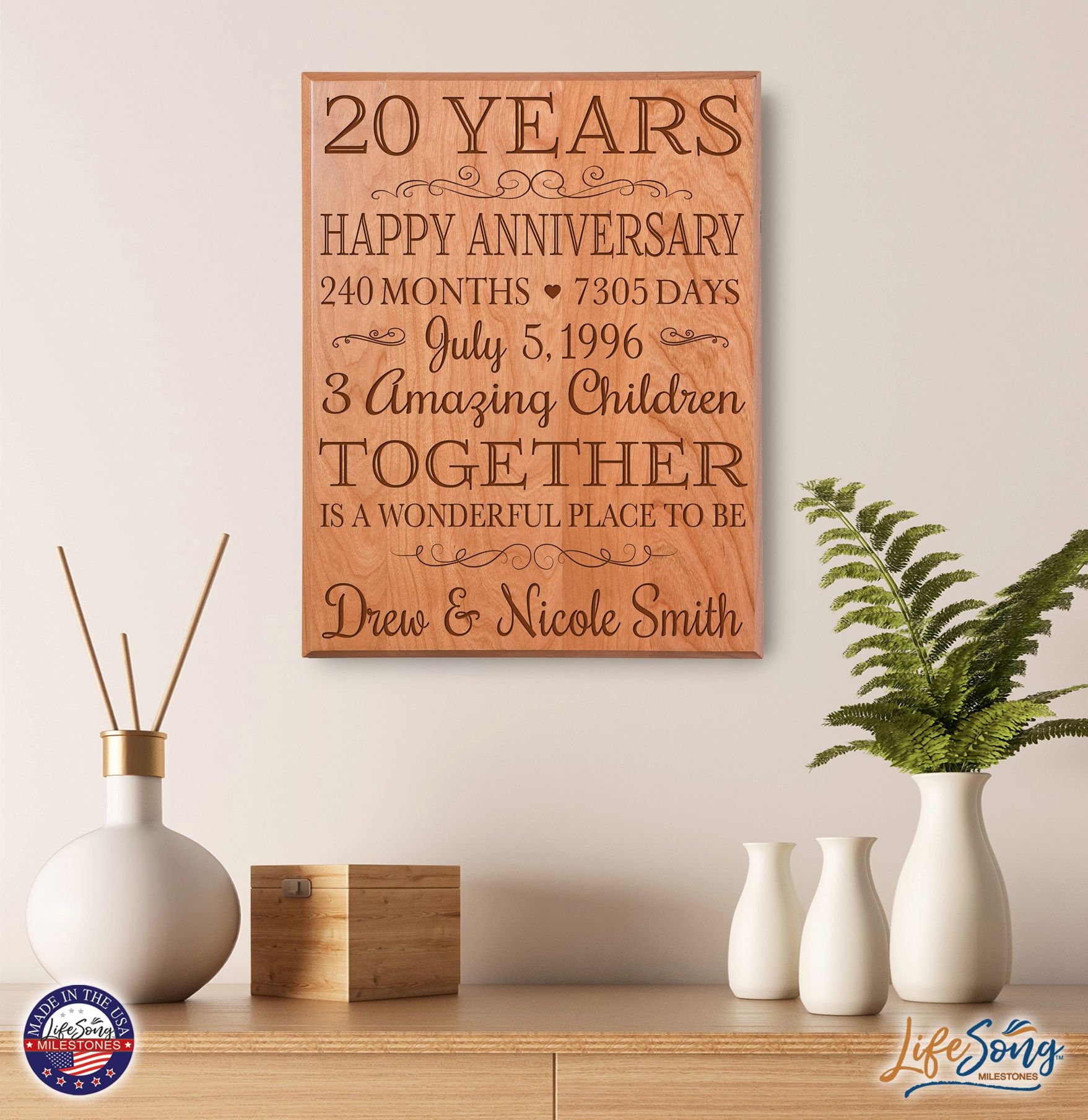 20th Anniversary Favorites: As Selected… 20th Anniversary Gift | 20th Wedding Anniversary Plaque | Gift for
