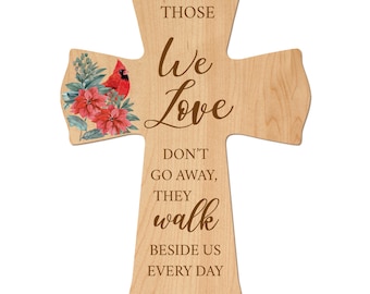 Cardinal Memorial Wall Cross | Loss Of Mother | Wood Wall Cross Gift | Home Decor Sympathy Gift | Bereavement Gift | Condolence Gift