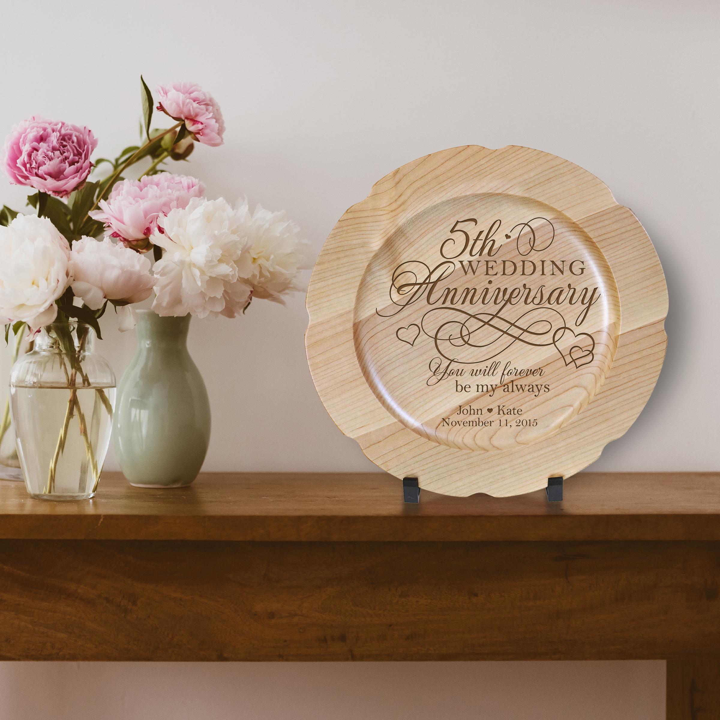 5th Anniversary Gift | Personalized Anniversary Plate | Decorative