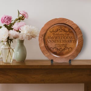35th Anniversary Gift | Personalized Anniversary Plate | Decorative Plate | 35th Wedding Anniversary Gift | Gift for Parents | Wooden Plate