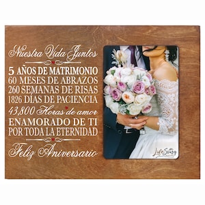 5th Anniversary Gift | Spanish Anniversary Picture Frame | Gift for Husband | Gift for Wife | Gifts in Spanish | Wood Picture Frame