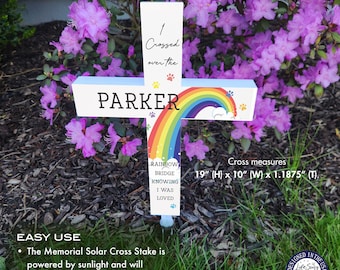 Pet Memorial Solar Cross Personalized Dog Memorial Solar Grave Marker Pet Loss Solar Light Dog Loss Solar Garden Stake Solar Light Cross