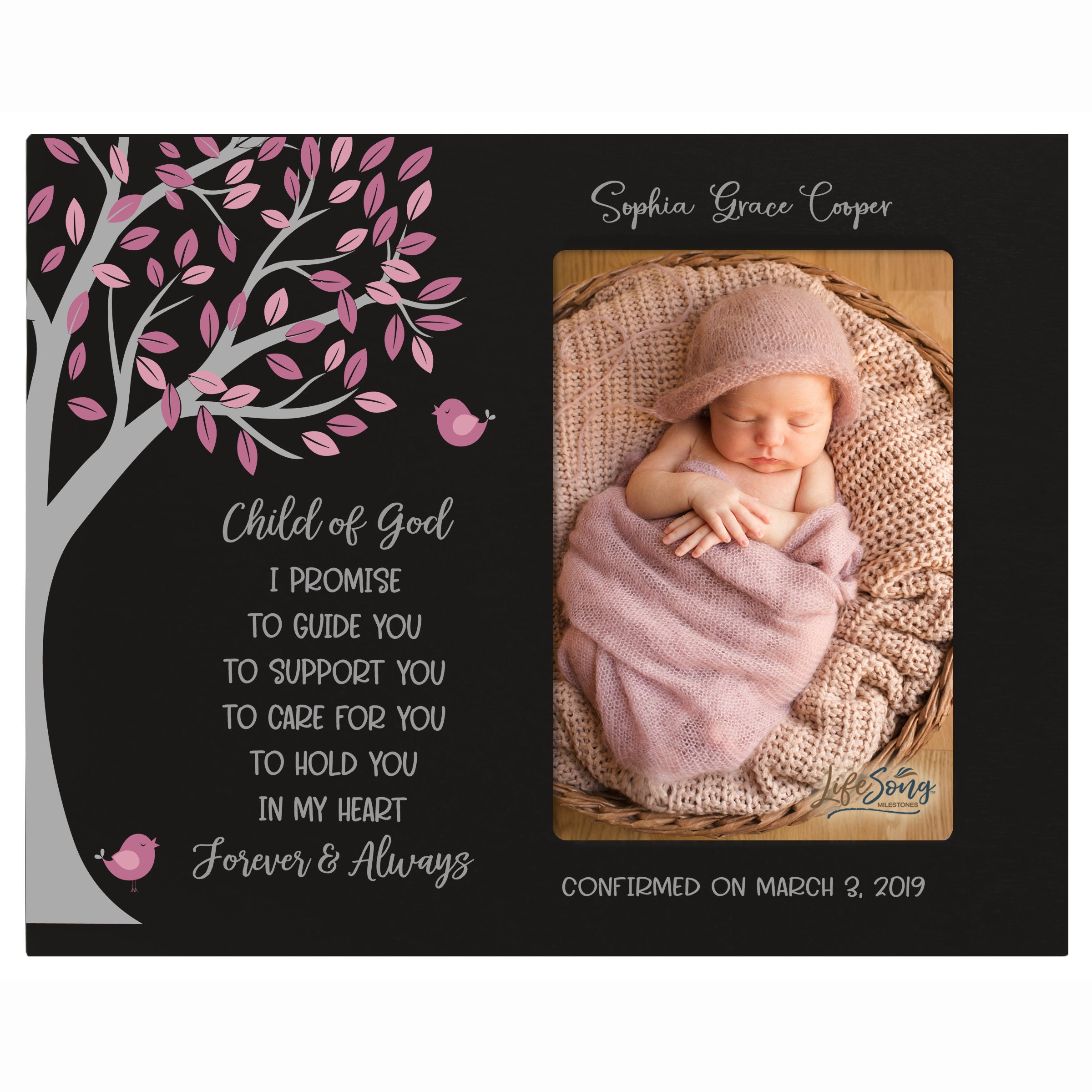 Beautiful Baby Boy or Girl Wood Baptism Personalized Picture Frame