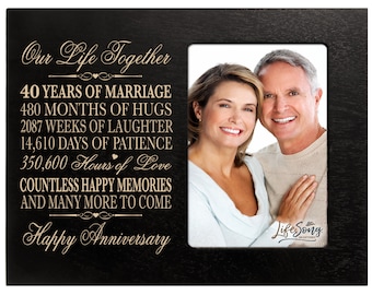 40th Anniversary Gift | 40th Wedding Anniversary Picture Frame | Gift for Husband | Gift for Wife | Gift for Parents | Wood Picture Frame