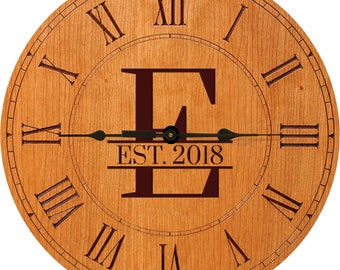 Custom Clock | Monogram Wall Clock | Personalized Wood Wall Clock | Farmhouse Wall Clock | Personalized Wood Clock | Wall Clocks Custom