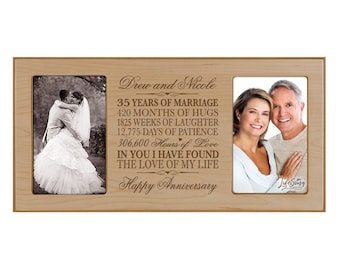 35th Wedding Anniversary Photo Frame | Personalized Wedding Gift | Gift for Husband | Gift for Wife | 4x6 Multi Photo | 35th Anniversary