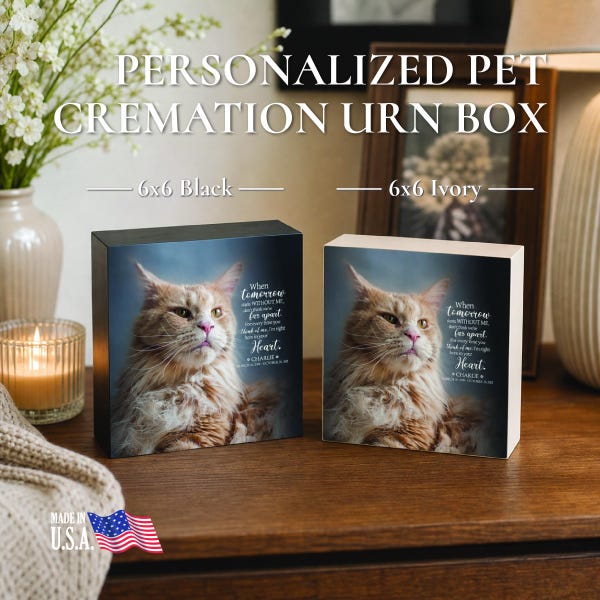UV-Printed Cremation Shadow Box Urn for Animal Ashes | Dog Urn for Ashes | Cat Urn for Ashes | Dog Memorial Gifts | Cat Memorial Gifts