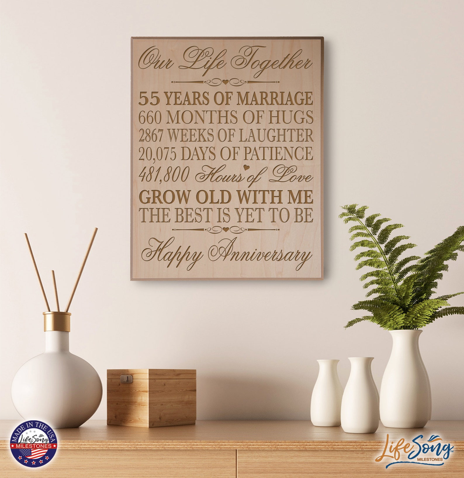 55th Anniversary Gift Anniversary Wall Plaque 55 Wedding Etsy