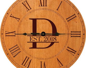 Custom Clock | Monogram Wall Clock | Personalized Wood Wall Clock | Farmhouse Wall Clock | Personalized Wood Clock | Wall Clocks Custom