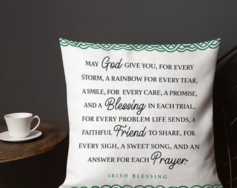 St. Patrick's Day Pillow | Irish Blessing | Throw Pillow | Four Leaf Clover | Irish Gift | Irish Décor | Lucky Pillow | Home Décor
