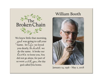 Memorial Picture Frame | Personalized Sympathy Frame | The Broken Chain | Remembrance Gifts | 4x6 Wooden Photo Frame | Bereavement Gift