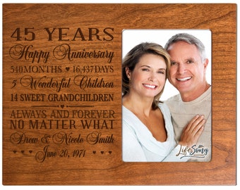45th Anniversary Gift | Personalized 45th Wedding Anniversary Picture Frame | Gift for Husband | Gift for Wife | Gift for Parents