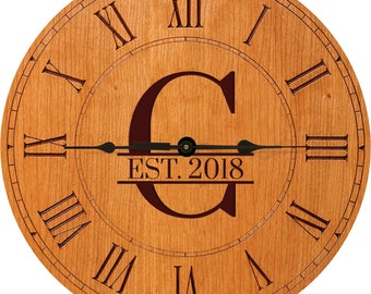 Custom Clock | Monogram Wall Clock | Personalized Wood Wall Clock | Farmhouse Wall Clock | Personalized Wood Clock | Wall Clocks Custom