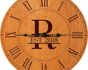 Custom Clock | Monogram Wall Clock | Personalized Wood Wall Clock | Farmhouse Wall Clock | Personalized Wood Clock | Wall Clocks Custom