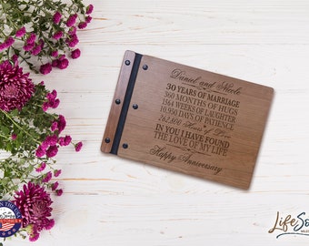Wedding Guestbook | Personalized Wood Guest Book | Anniversary Party Favors | 30th Wedding Anniversary Decorations | Handcrafted Guestbook