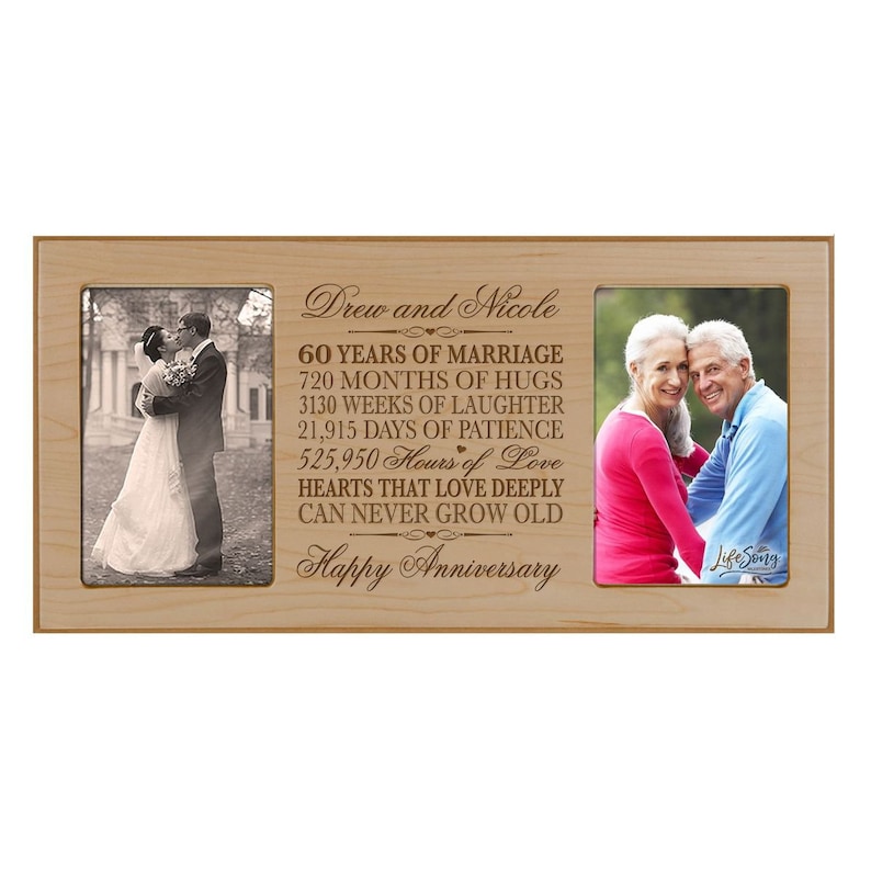 60th Wedding Anniversary Photo Frame Personalized Wedding Etsy