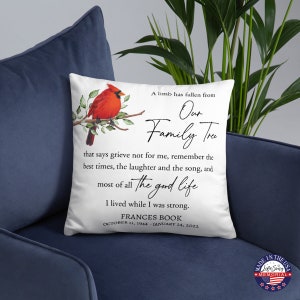 Personalized Cardinal Memorial Pillowcase | Cardinal Memorial Pillow Cover | Cardinal Memorial Gift | Pillowcase | Bereavement Gift