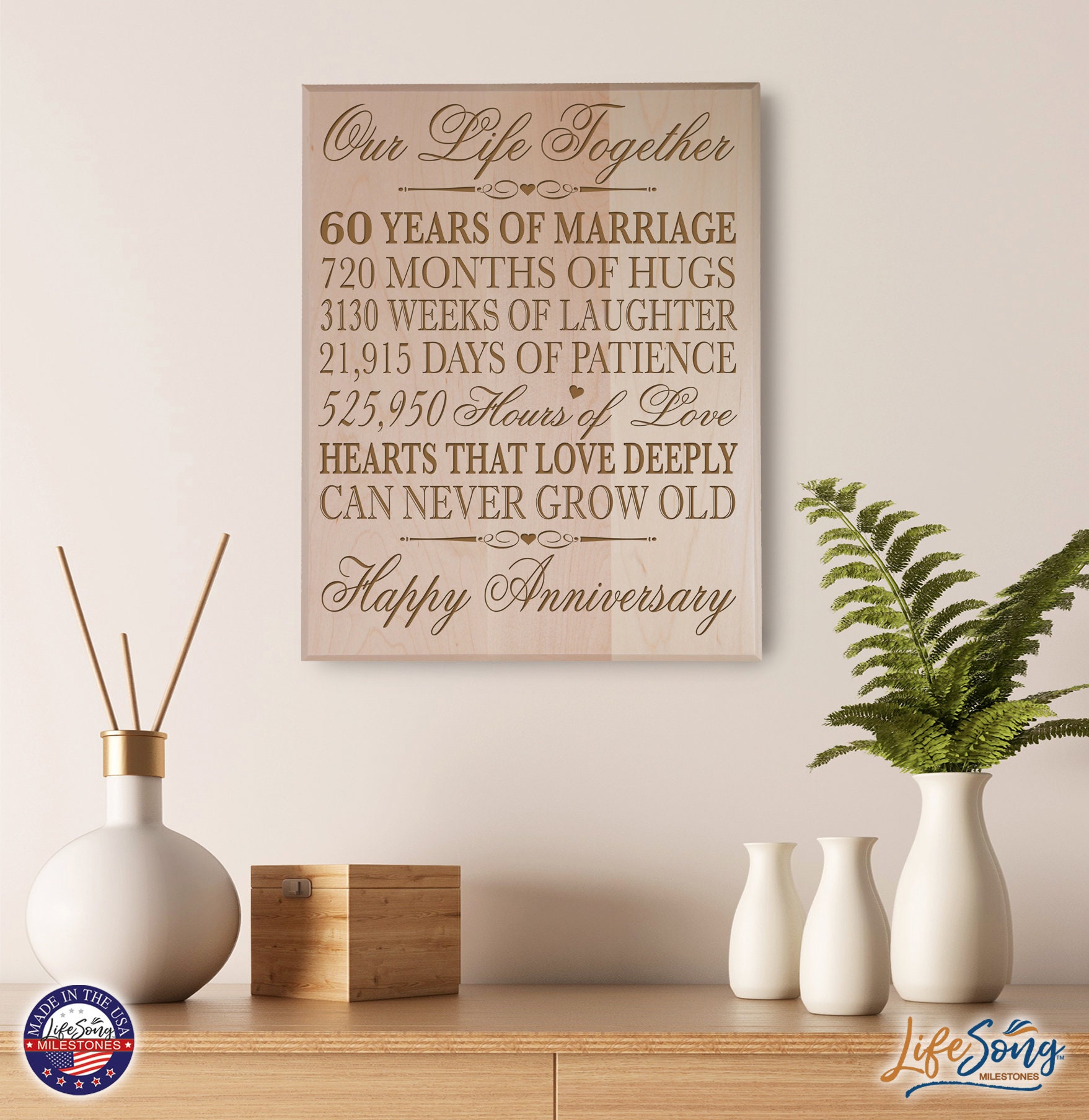 60th Anniversary Gift 60th Wedding Anniversary Plaque Gift | Etsy