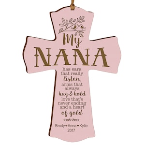 Family Ornament Personalized | Grandma Mother’s Day Gift | Wooden Cross Ornament | Grandma Gift Personalized | Religious Christmas Ornament