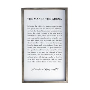 Man In The Arena | Inspirational Wall Art | Over The Bed Wall Decor | Reclaimed Wood Wall Art | Theodore Roosevelt Quote | Framed Wall Art