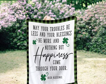 St. Patrick's Day Blanket | Irish Blessing | Throw Blanket | Four Leaf Clover | Irish Gift | Irish Décor | Shamrock Blanket | Home Décor