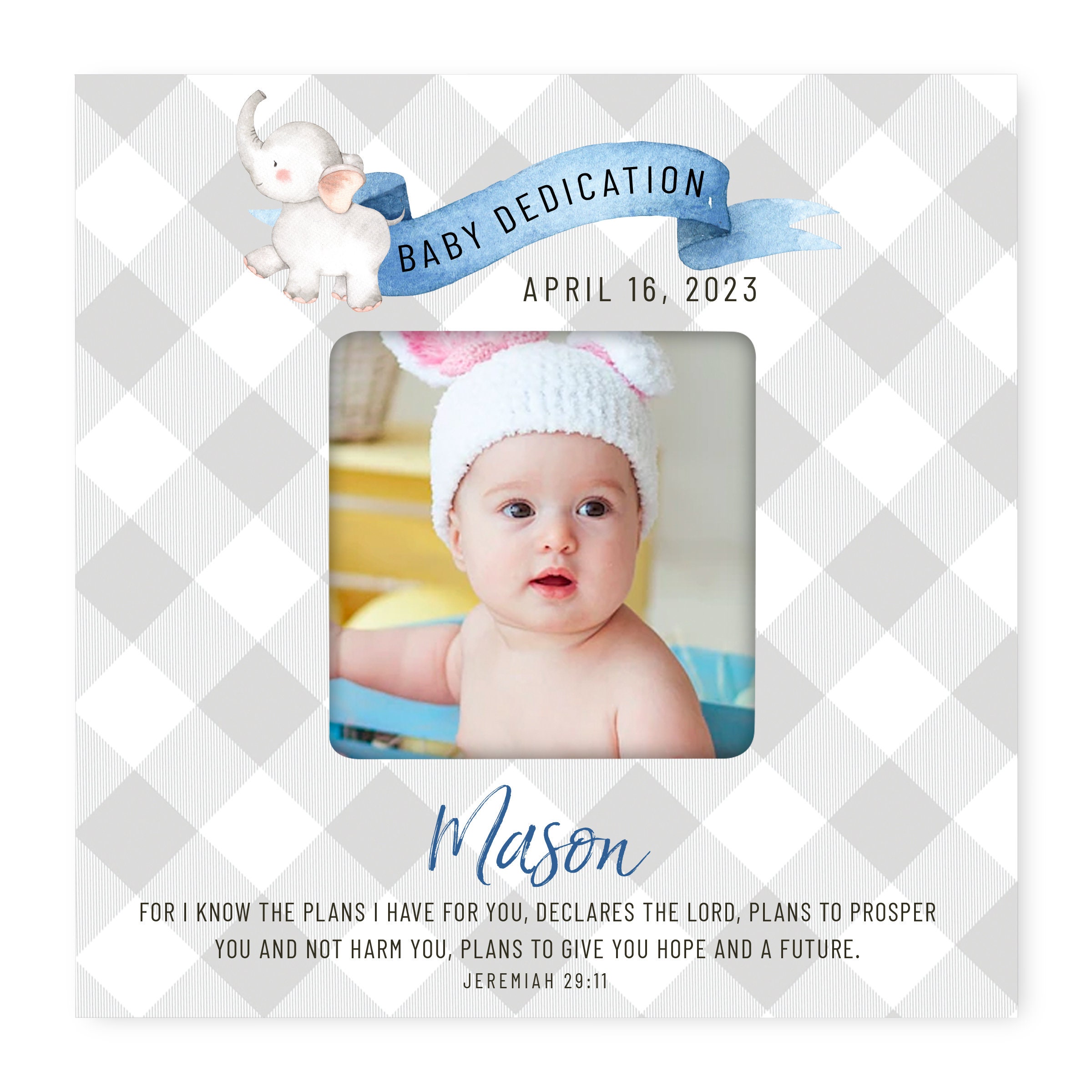Christian Gifts | Baby Dedication Gift | Square Frame | Custom Photo Gift | Wood Picture Frame | Personalized Gift | Baby Picture Frame