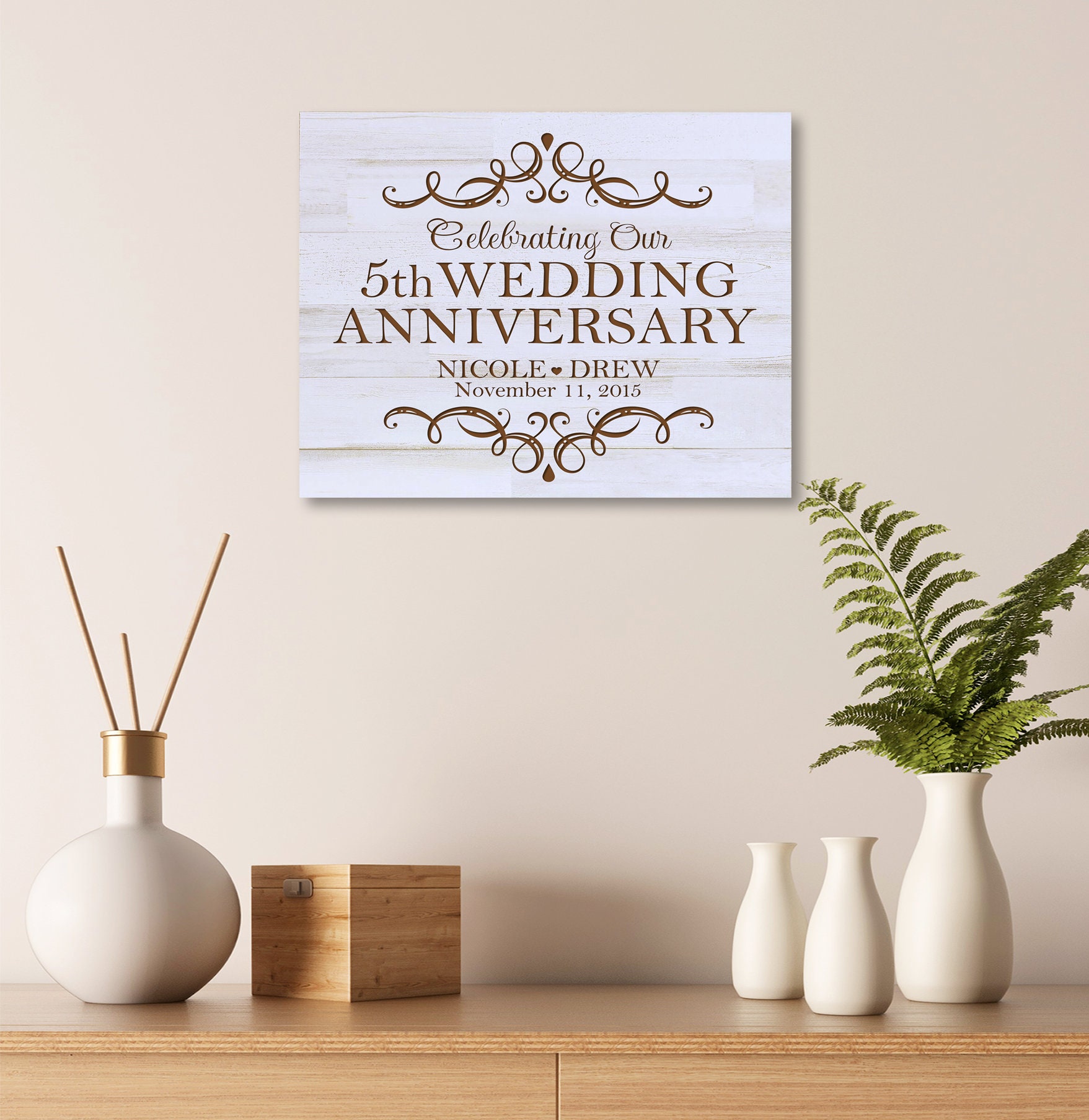 5th Anniversary Gift | Personalized 5th Wedding Anniversary Plaque