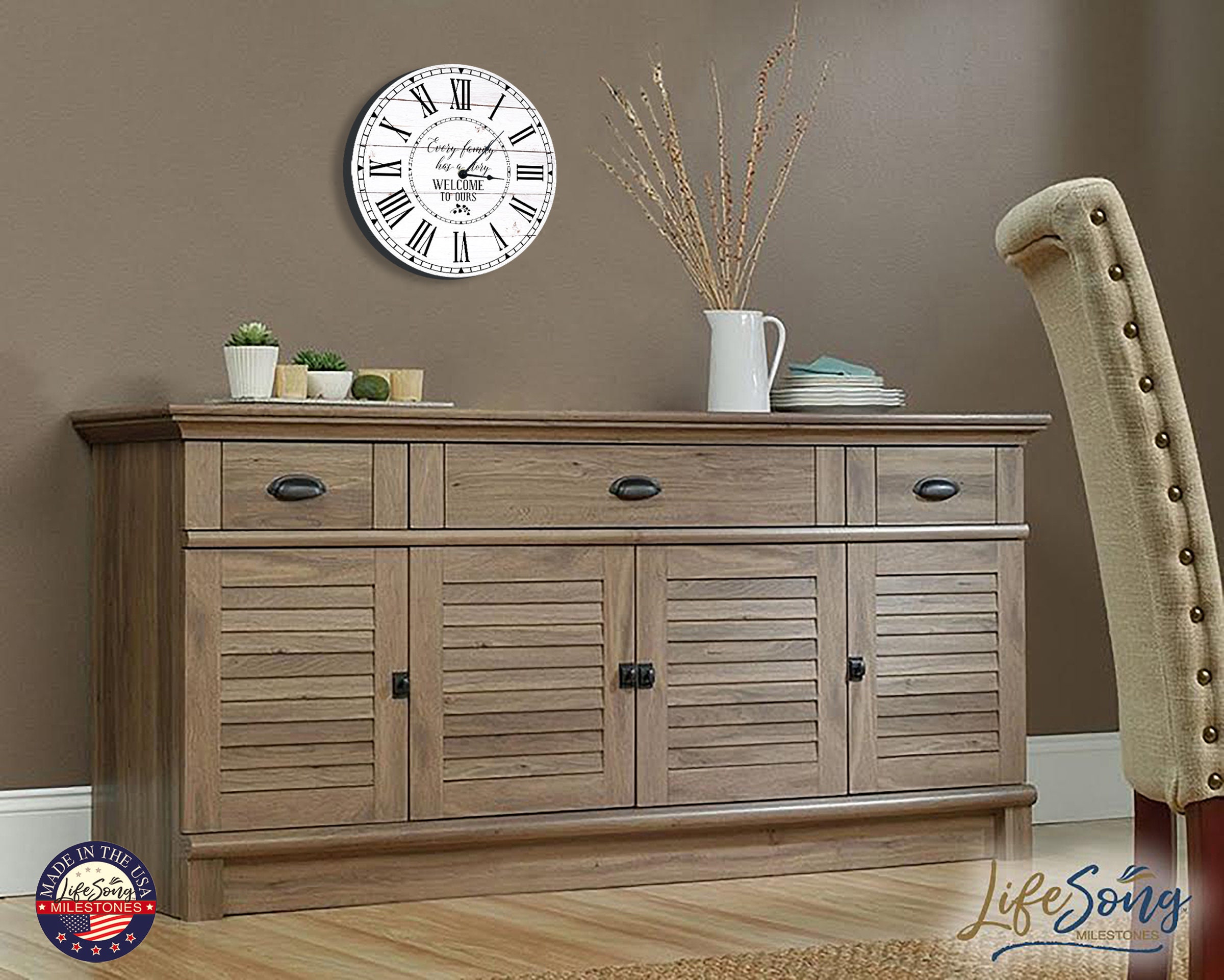 Family Clock | Recycled Wooden Clock | Unique Wall Clock