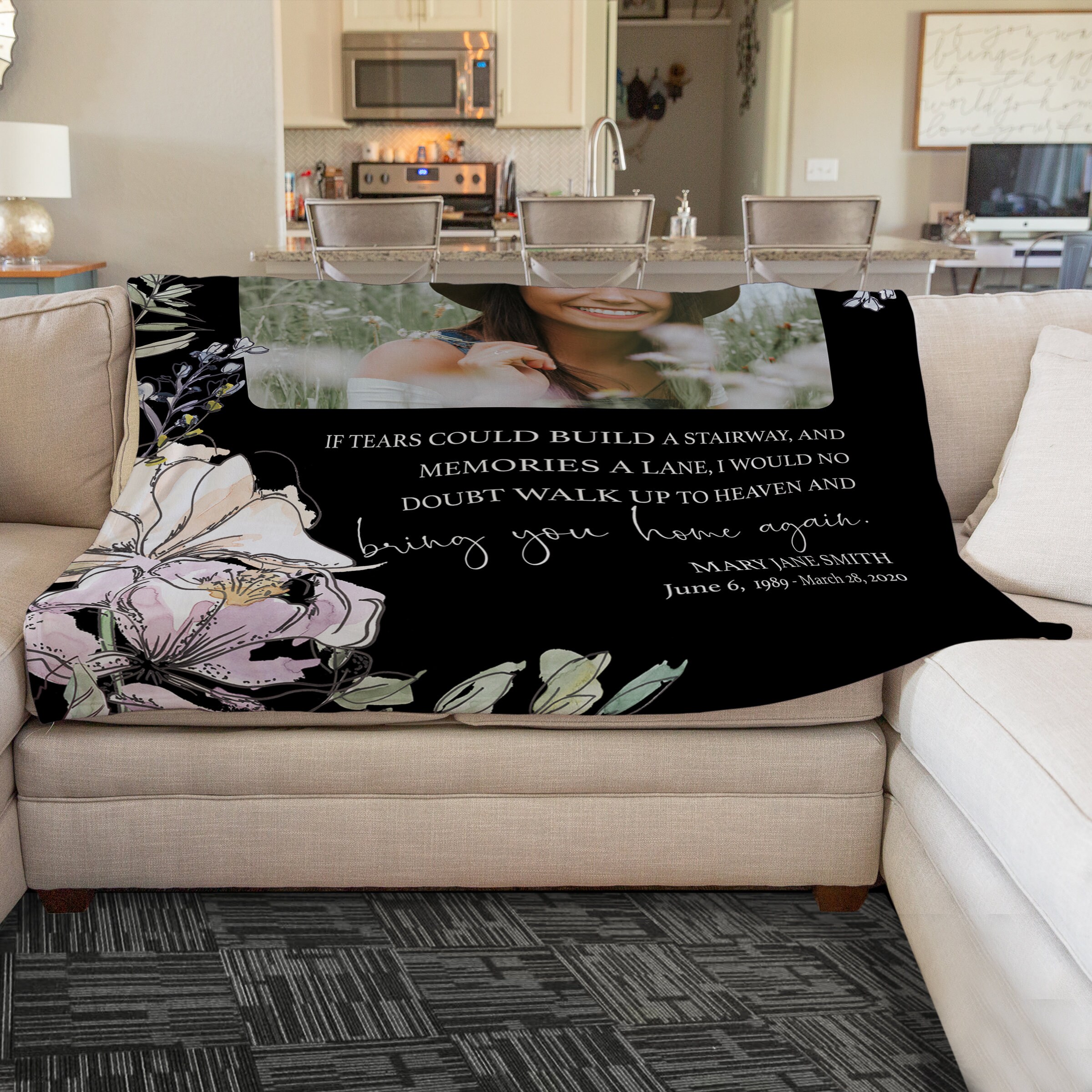 Memorial Photo Blanket Personalized Memorial Throw Blanket Etsy