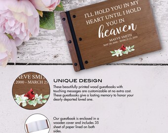 Cardinal Memorial Service Guest Book | Memorial Gift Loss of Mother | Personalized Wood Guest Book | Handcrafted Guestbook | Cardinal Gift
