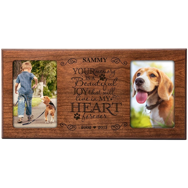 Pet Memorial Frame | Personalized Picture Frame | Cat Memorial | Two Picture Frame | Sympathy Gift | Dog Memorial Gift | Custom Pet Frame