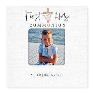 Christian Gifts | First Communion | Square Frame | Custom Photo Gift | Wood Picture Frame | Personalized Gift | Baby Picture Frame | Frame