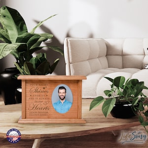 Photo Cremation Urn | Urns for Human Ashes | Custom Urn | Picture Urn | Adult Cremation Urn | Wooden Urns for Human Ashes | Photo Urn