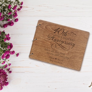 Wedding Guestbook | Personalized Wood Guest Book | Anniversary Party Favors | 40th Wedding Anniversary Decorations | Handcrafted Guestbook