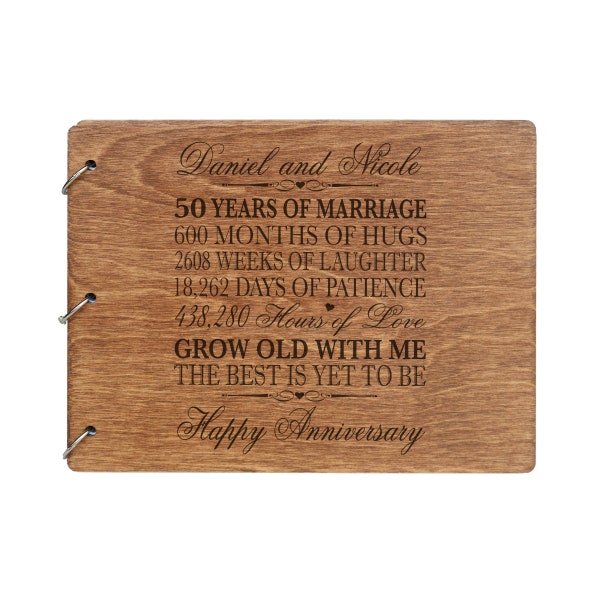 Wedding Guestbook | Personalized Wood Guest Book | Anniversary Party Favors | 50th Wedding Anniversary Decorations | Handcrafted Guestbook