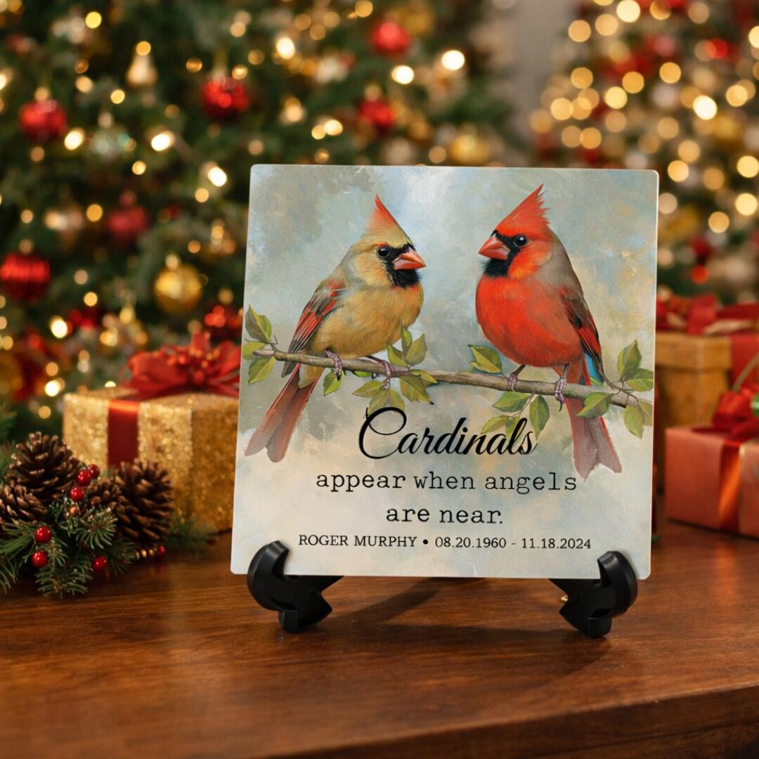 Cardinal Memorial Plaque With Stand, Cardinals Appear When Angels Are ...