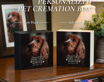 UV-Printed Cremation Shadow Box Urn for Animal Ashes | Dog Urn for Ashes | Cat Urn for Ashes | Dog Memorial Gifts | Cat Memorial Gifts