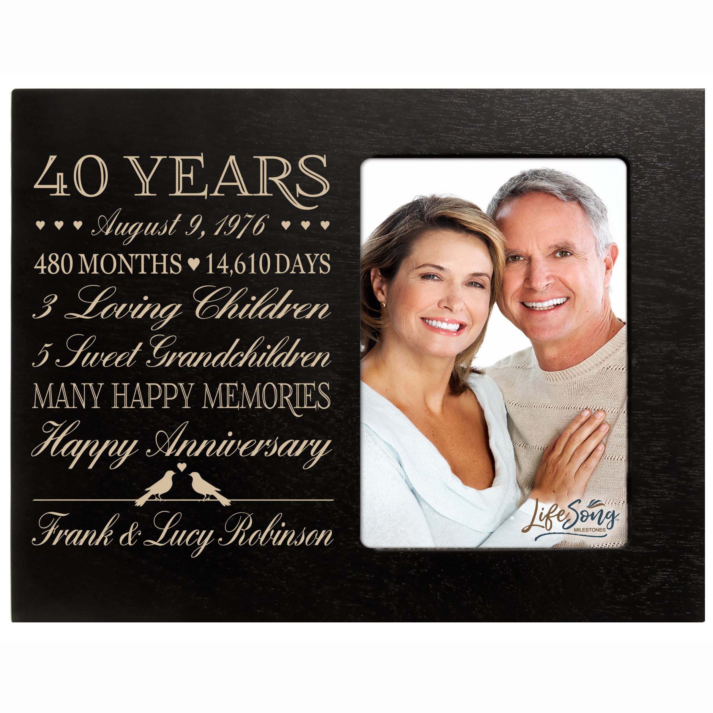 40th Anniversary Gift | Personalized 40th Wedding Anniversary Picture Frame | Gift for Husband | Gift for Wife | Gift for Parents